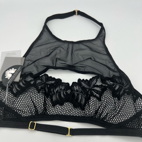 Bracli Luxury Halter Bra (large),Garter Belt (small) Set.  Lace, Sheer, & Fishne - Picture 3 of 5